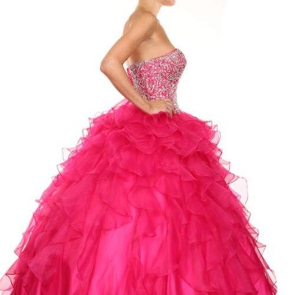 Strapless Ballgown Illusion Cape Prom Dress JT322 - Picture 4 of 8